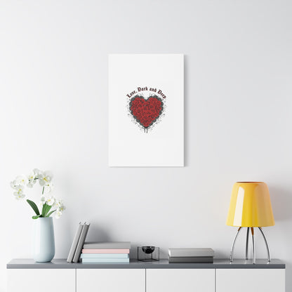 Love Dark and Deep Heart Canvas, Nu Romantic Gothic Romance, 80s Nostalgia