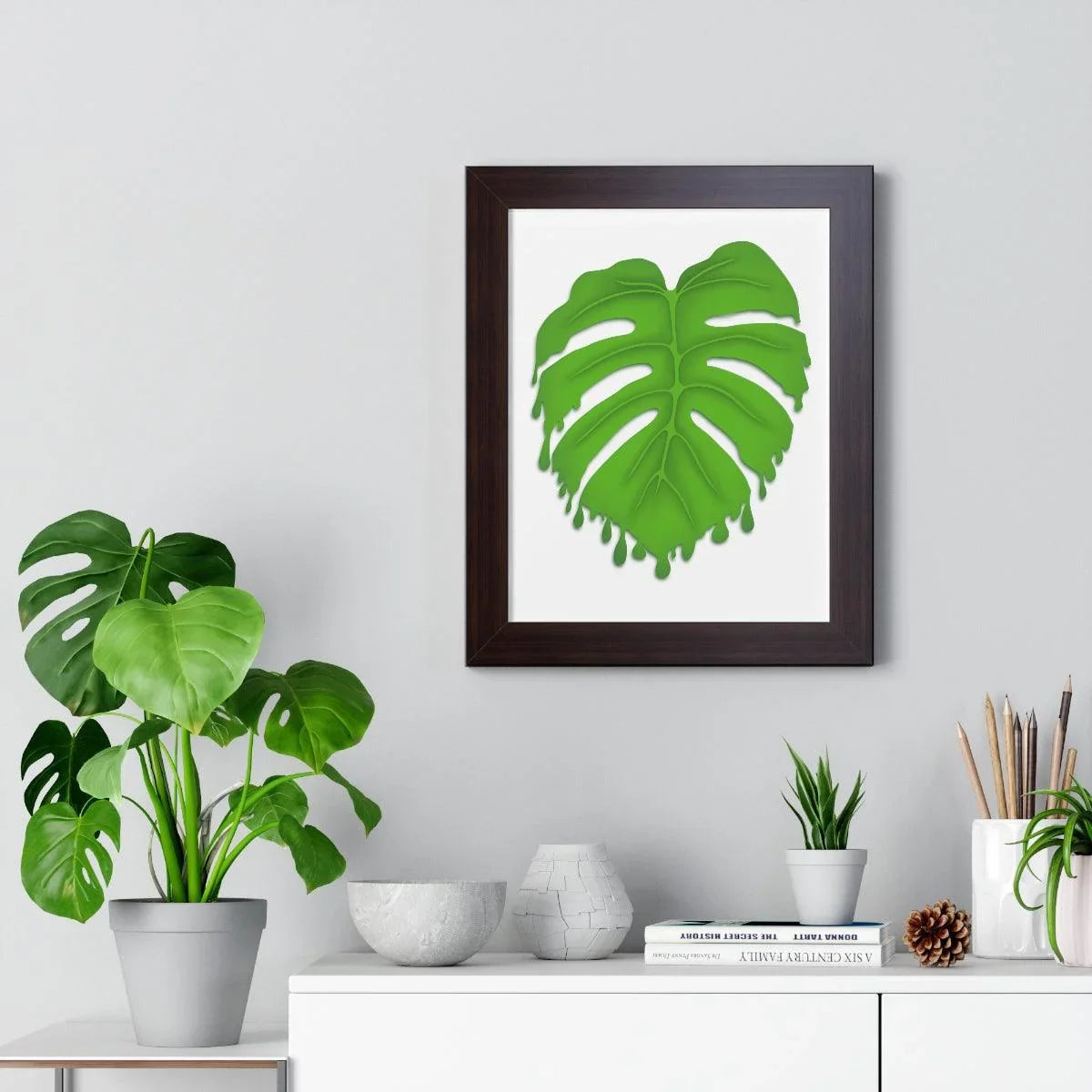 Melting Monstera Framed Print – Botanical Wall Art