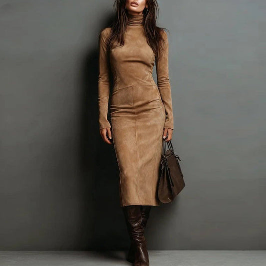 Turtleneck Long-sleeved Dress Fashion Sexy Slim-fitting Bodycon Long Dresses Women's Clothing