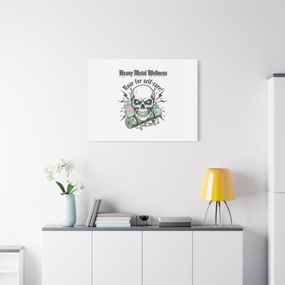 Roar for Self-Care Skull Canvas | heavy metal wellness, gothic wellness quote