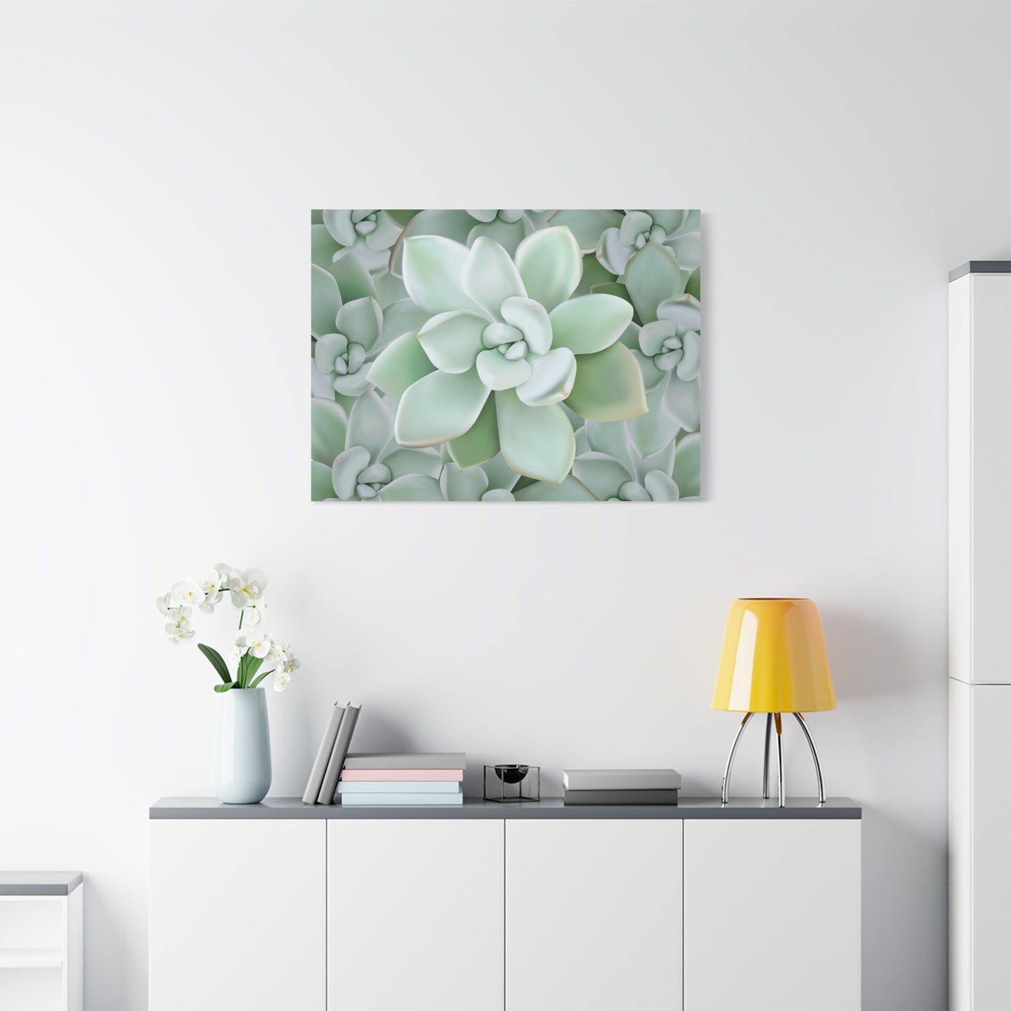 Pachyveria Haagei Succulent Pattern Canvas Print – Botanical Wall Art