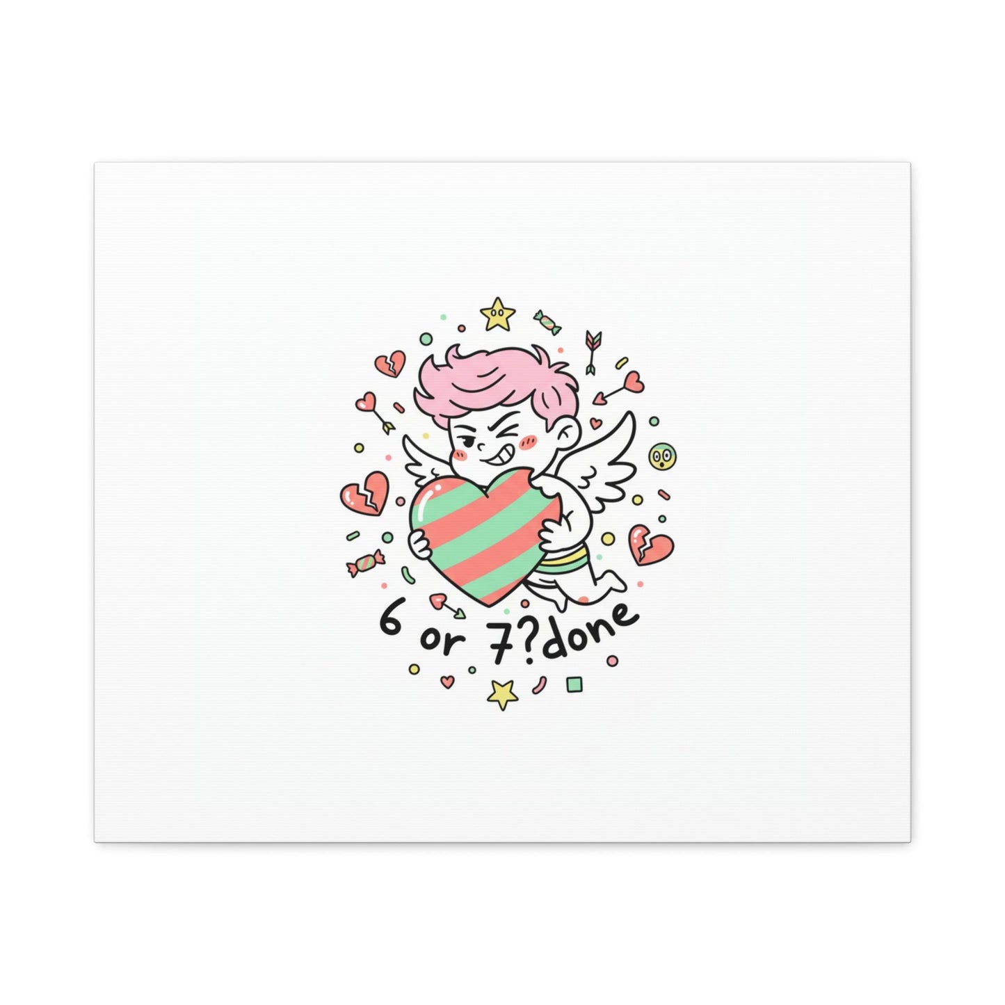 Weird Cupid heart illustration Canvas | Weird Valentine, quirky chaotic love