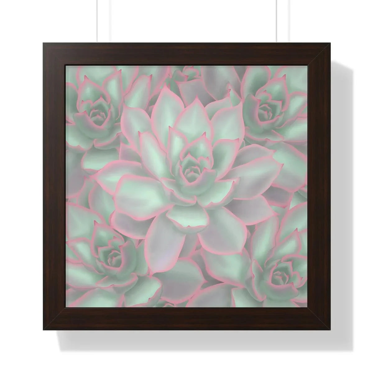 Echeveria Violet Queen Succulent Pattern Framed Print – Botanical Wall Art