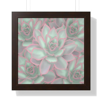 Echeveria Violet Queen Succulent Pattern Framed Print – Botanical Wall Art