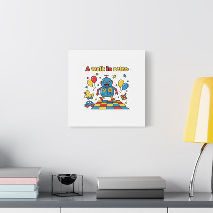 Retro Toy Robot Canvas | Throwback Kid, Primary Color Nostalgia