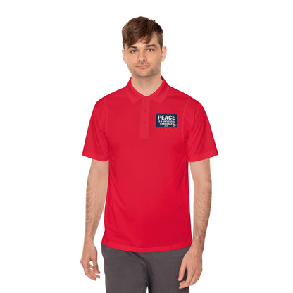 Peace & Progress Men's Polo Shirt — 'PEACE not POTENTIAL FOR WAR' Patch