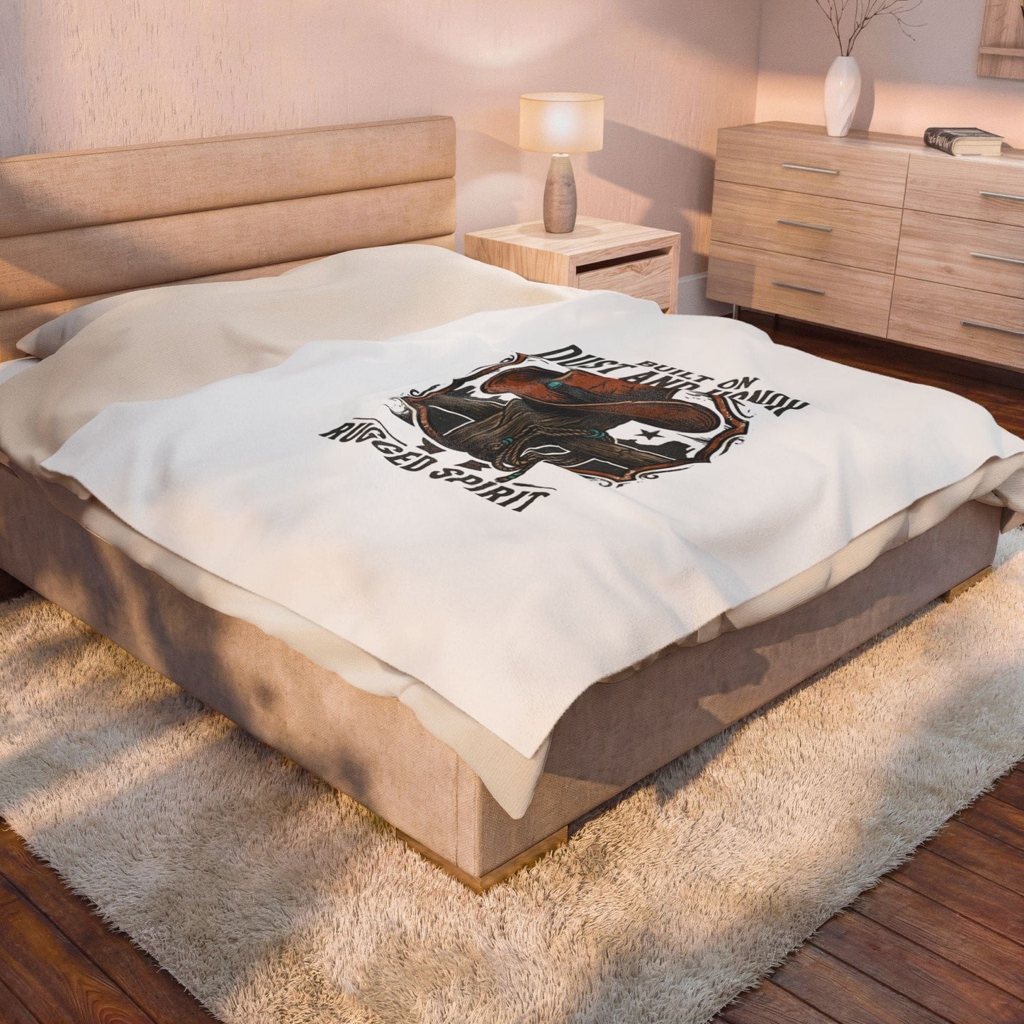 Built on Dust and Honor Velveteen Blanket | Western cowboy, rugged spirit, vintage Americana