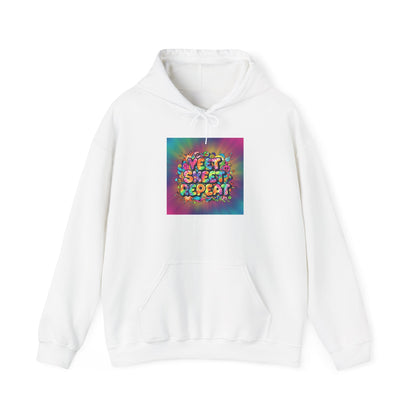 SWEET SWEET REPEAT Hoodie | slogan & glitch graphic, meme phrase