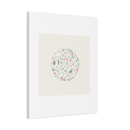 Doodle Circle Line Drawing Matte Canvas, Hand-Drawn Sketch Art