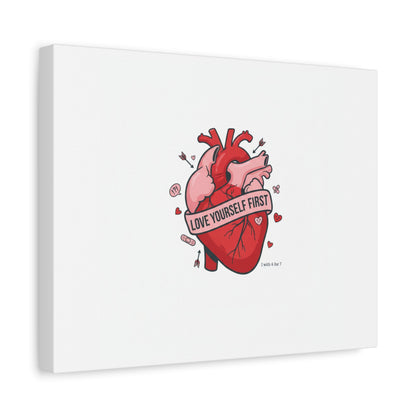 Love Yourself First Canvas, Hearts-with-a-Twist, Anti-Valentine Art