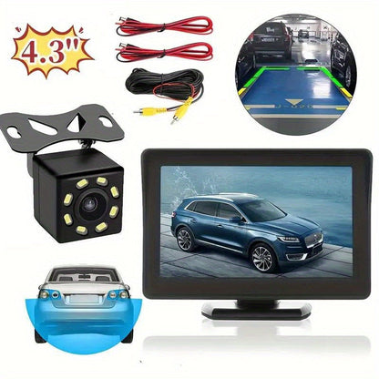 8LED Night Vision Reversing Camera HD 4.3 Inch Monitor Wide Angle Parking System for Multi Vehicle Safety Backup