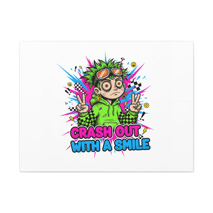 Crash Out With a Smile Canvas Print | Neon Skate Graffiti, Meme Meltdown Art