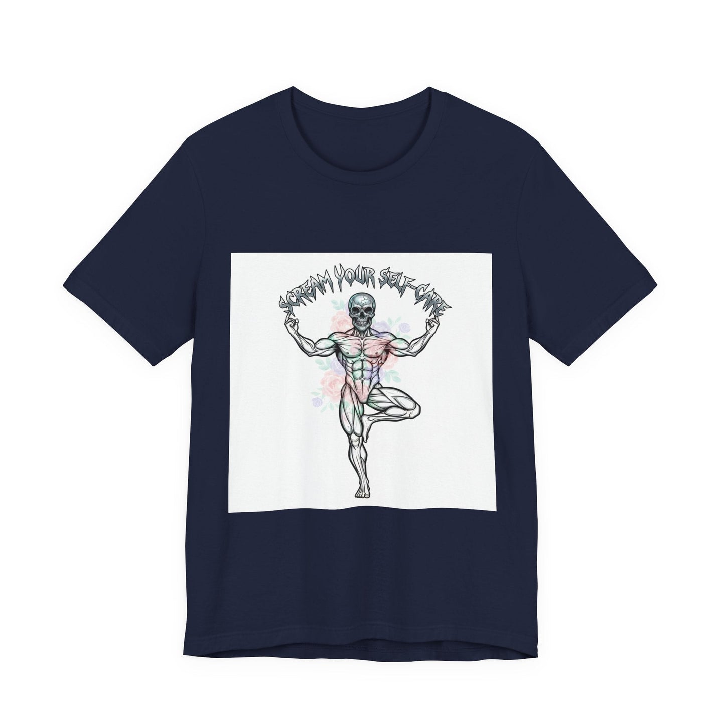 Hard Rock Motivational Skull Yoga Tee | metal font shirt, gothic wellness quote