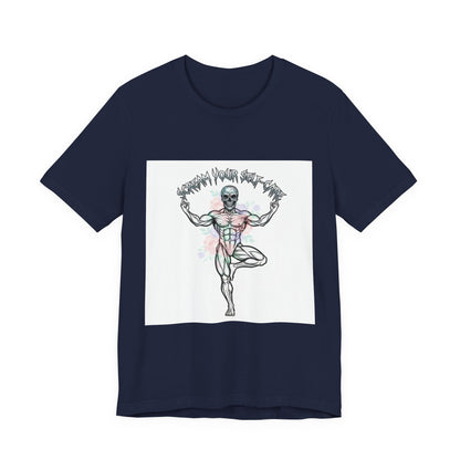 Hard Rock Motivational Skull Yoga Tee | metal font shirt, gothic wellness quote
