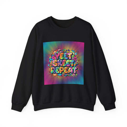 Yeet Sleep Repeat Sweatshirt | meme phrase, glitch graphic