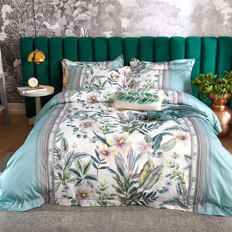 Four-piece printed long-staple cotton satin
