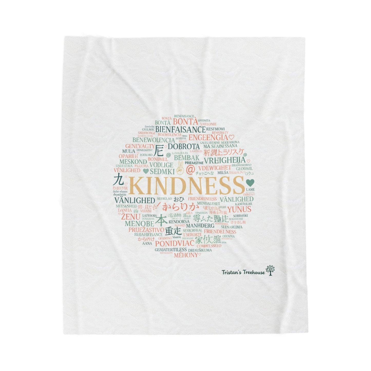 Kindness Word Cloud Blanket | Fresh-Start Minimalism, Neutral Throw