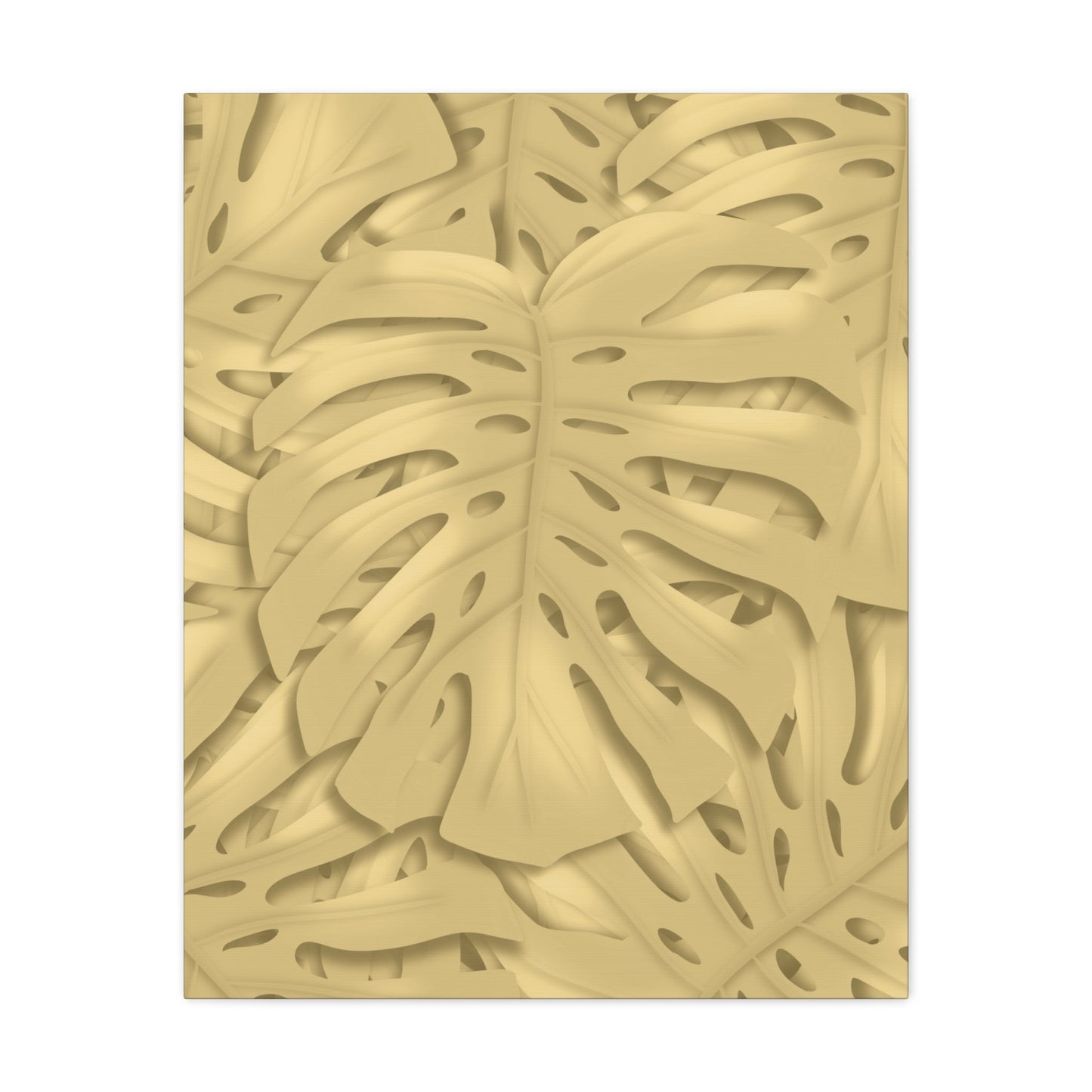 Golden Monstera Canvas Print – Botanical Wall Art