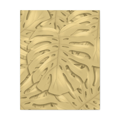 Golden Monstera Canvas Print – Botanical Wall Art