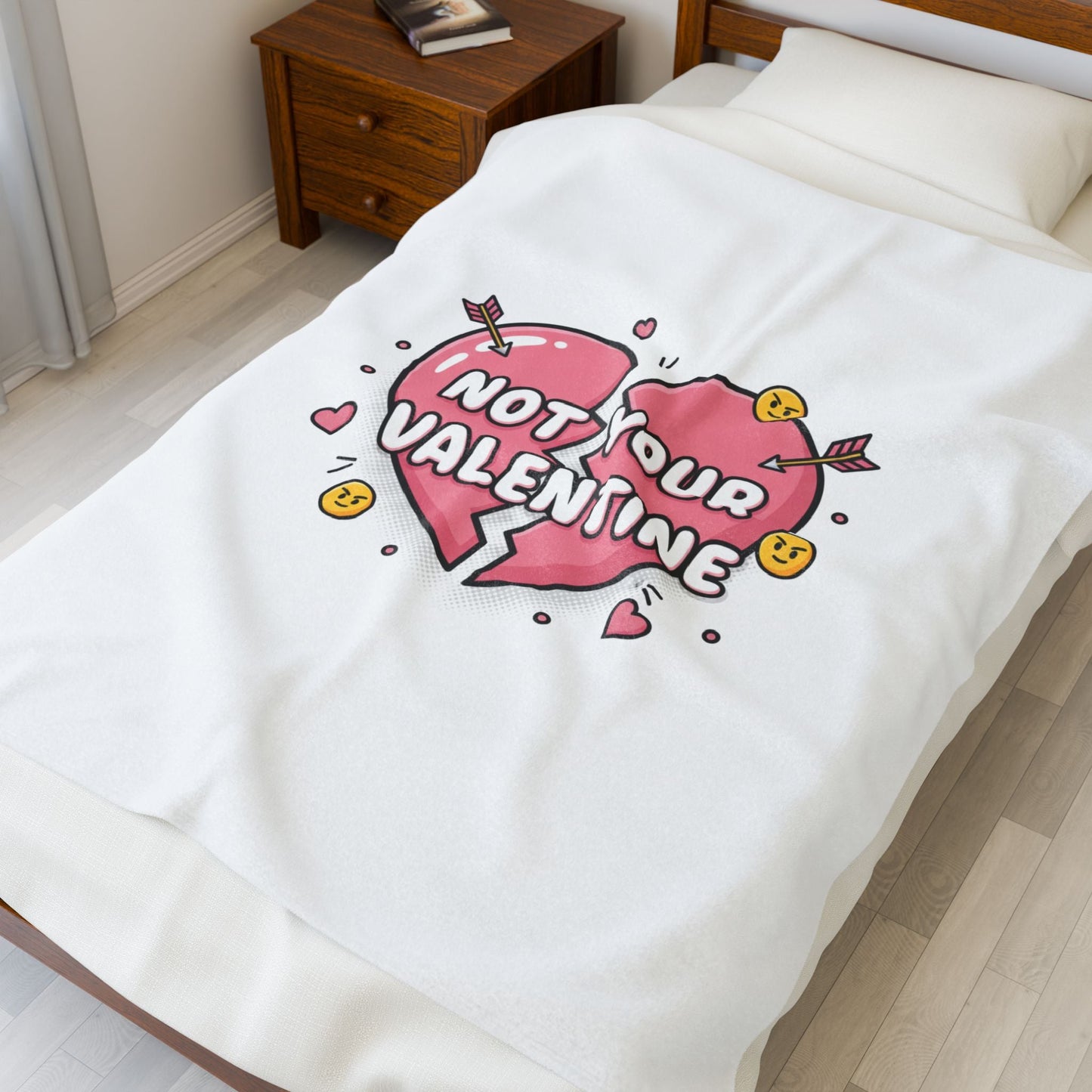Not Your Valentine Velveteen Blanket | ironic valentines, sarcastic hearts
