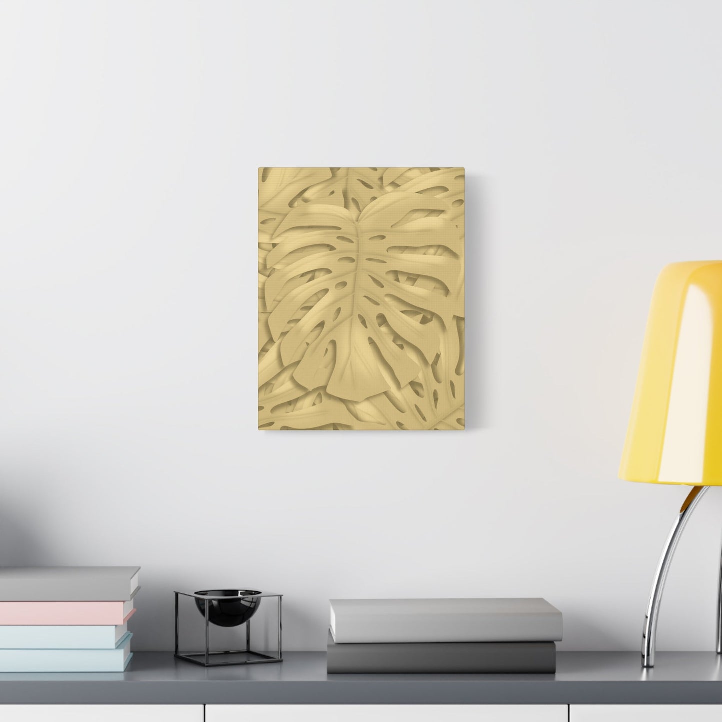 Golden Monstera Canvas Print – Botanical Wall Art