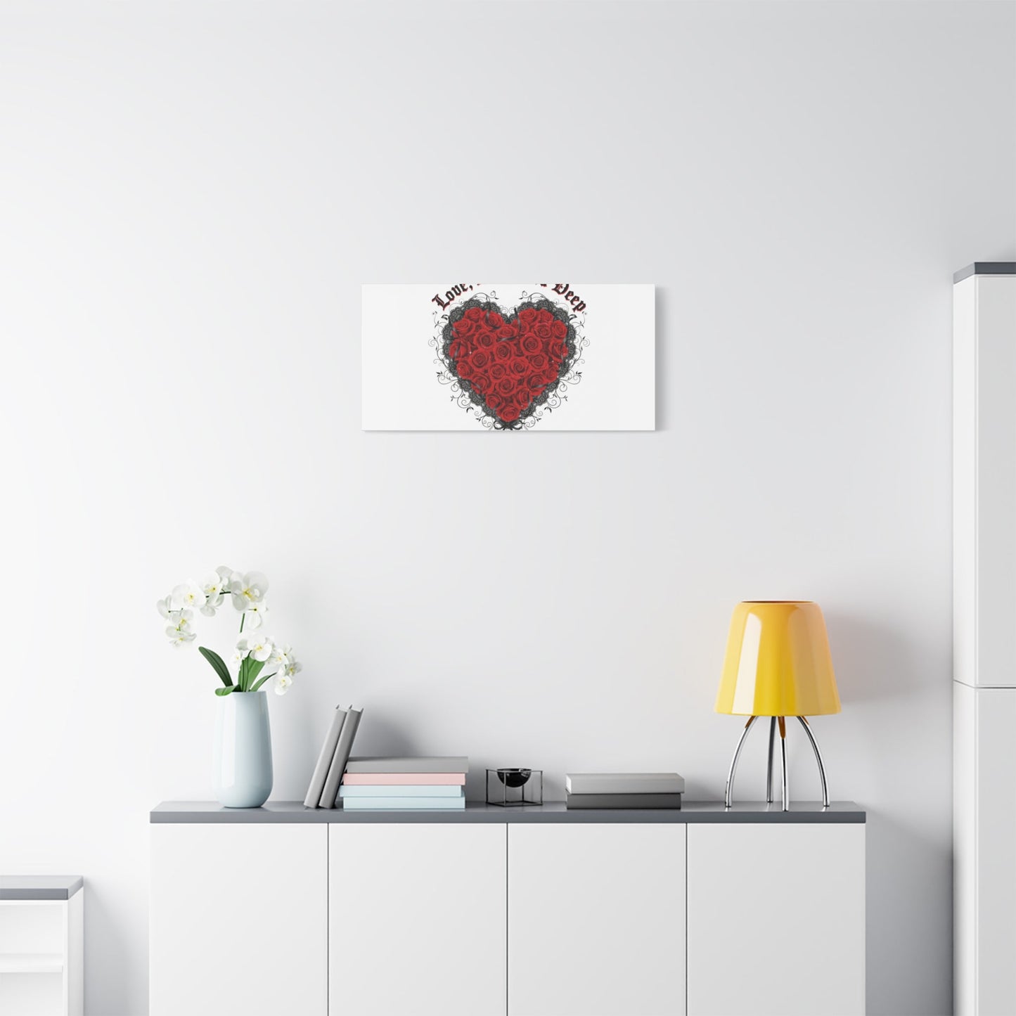 Love Dark and Deep Heart Canvas, Nu Romantic Gothic Romance, 80s Nostalgia