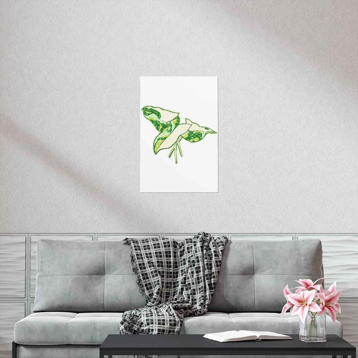 Marble Syngonium Botanical Print – Unframed Wall Art