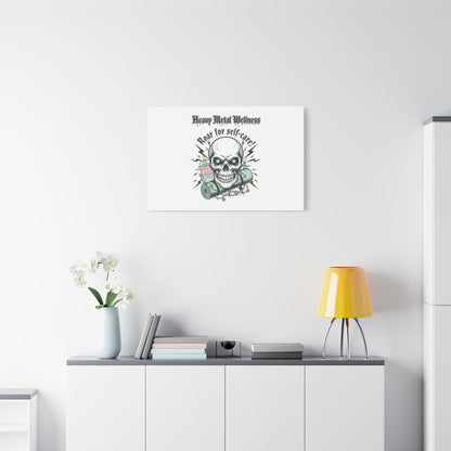 Roar for Self-Care Skull Canvas | heavy metal wellness, gothic wellness quote