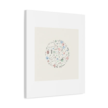Doodle Circle Line Drawing Matte Canvas, Hand-Drawn Sketch Art