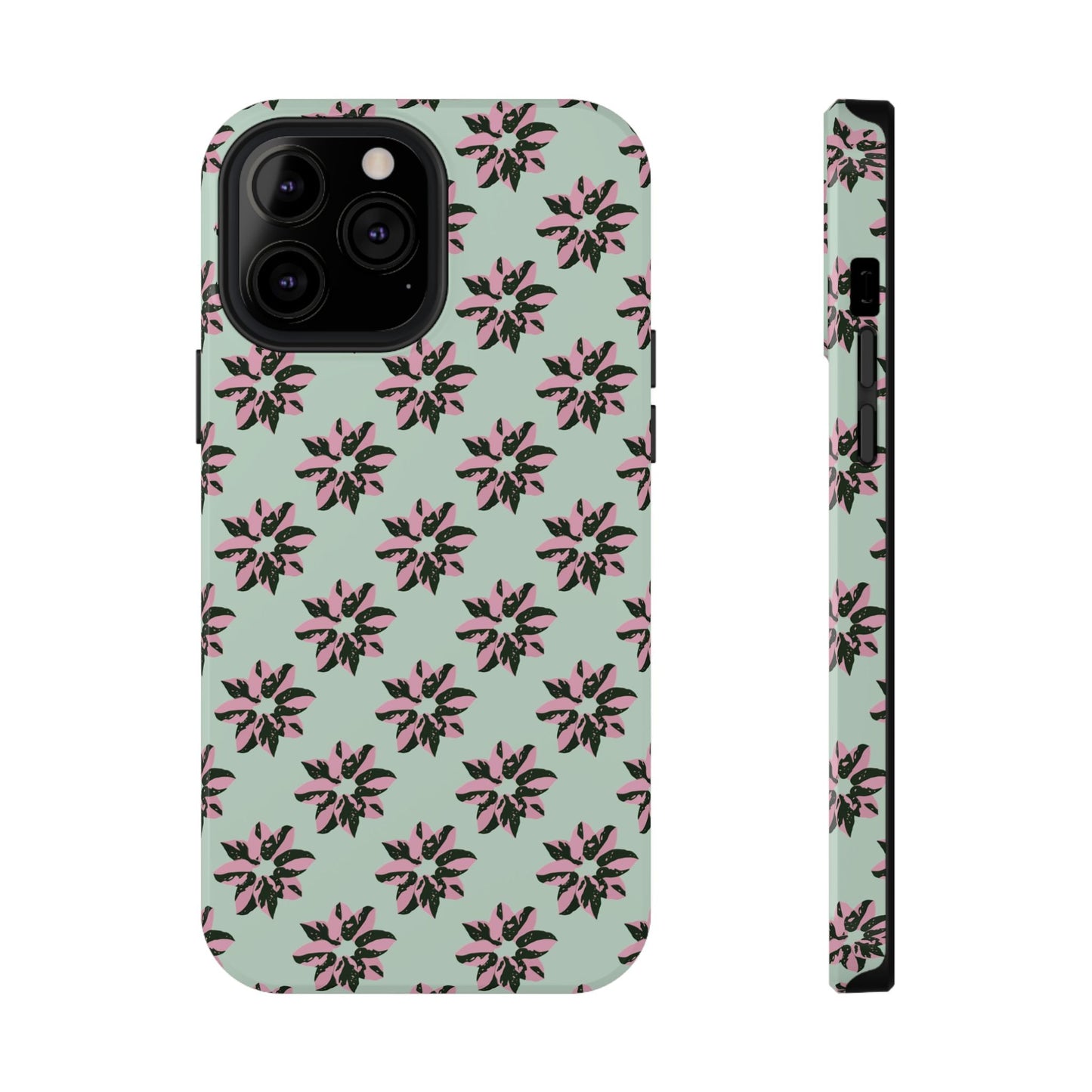Pink Princess Philodendron Pattern Phone Case – Dual Layer Protective Cover