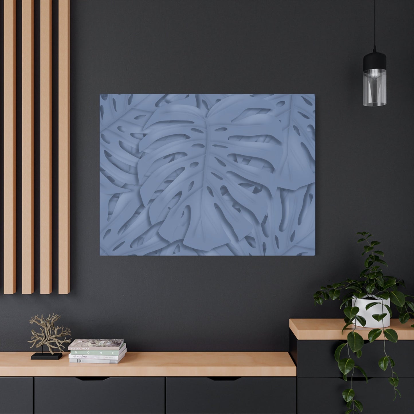 Blue Monstera Canvas Print – Botanical Wall Art