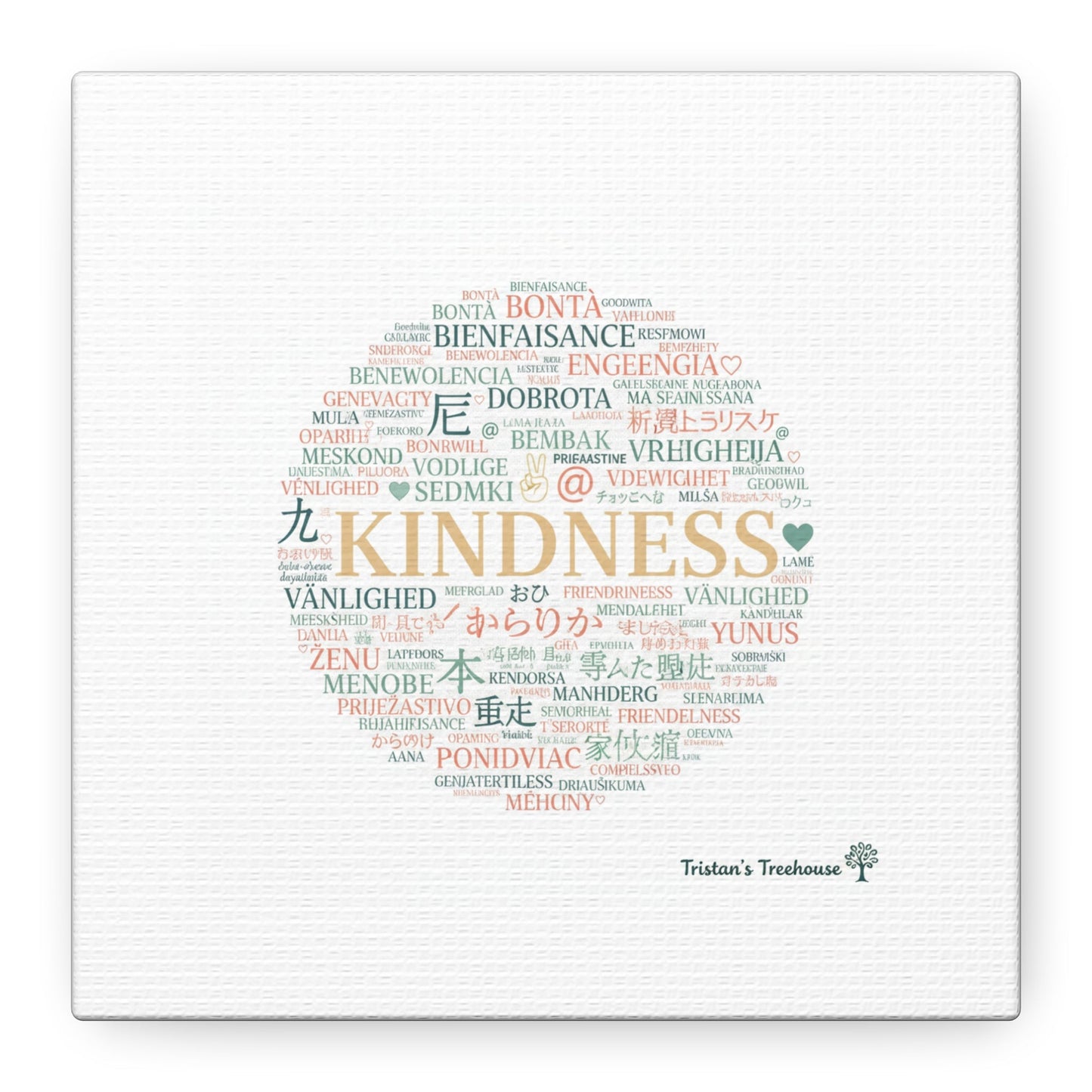Kindness Word Cloud Canvas | Fresh Start Minimalist Wall Art