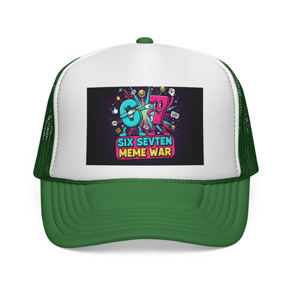 Trucker Cap - 'Six Seven Meme War' Colorful Retro Gaming Snapback