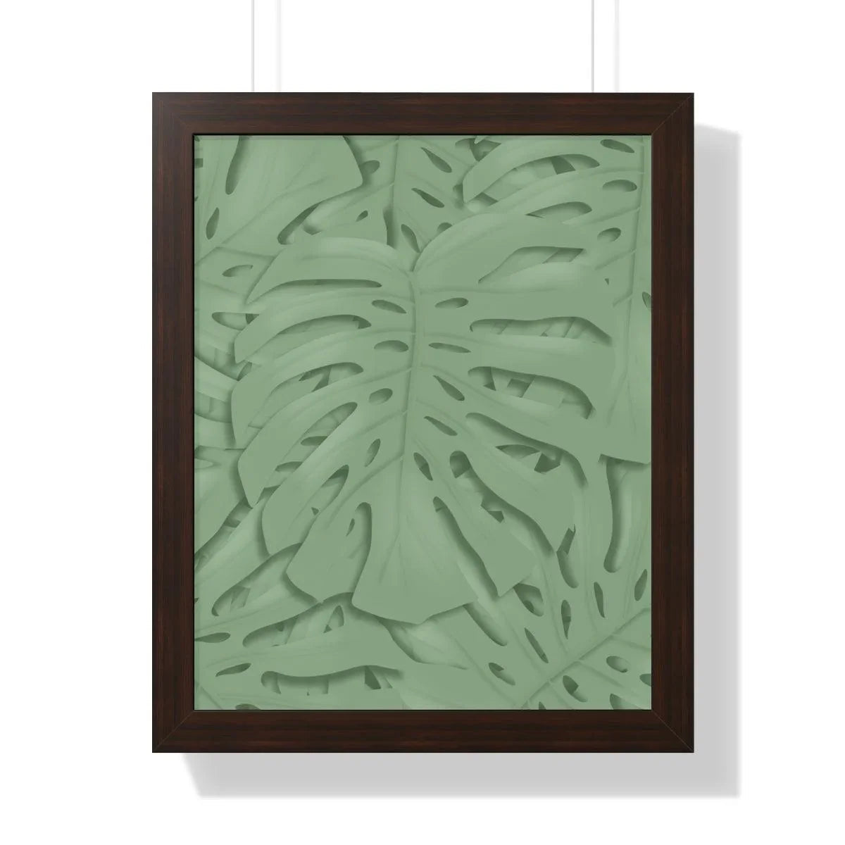 Sage Green Monstera Framed Print – Botanical Wall Art
