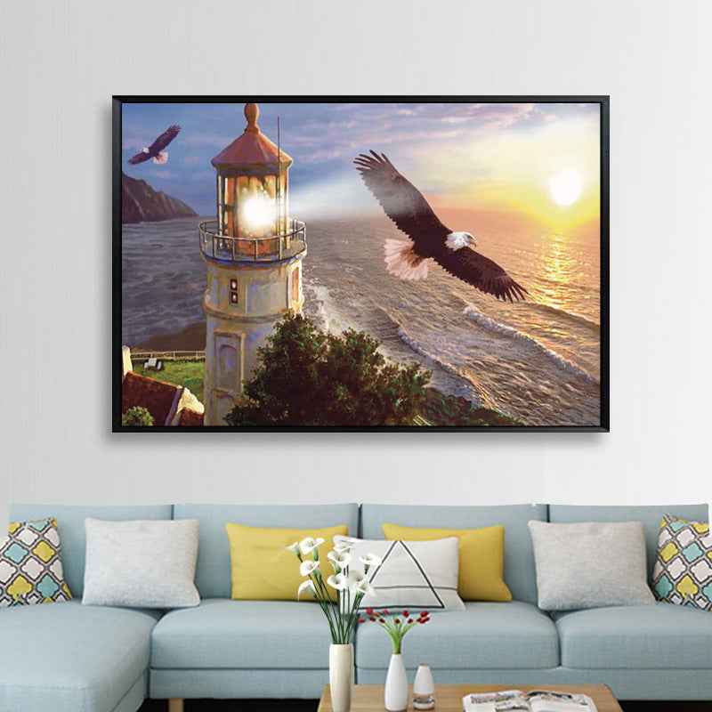 Lighthouse Eagle Flying Over Diamond Painting Living Room Decoration