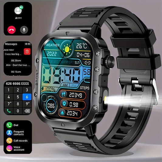 New Smart Watch with 2.01-inch Large Screen, LED Flashlight, Outdoor Sports Watch, Fitness Tracker Compatible with Android and iPhone, Halloween, Suitable for Men or Women, Versatile for Various Scenarios, Perfect Holiday Gif
