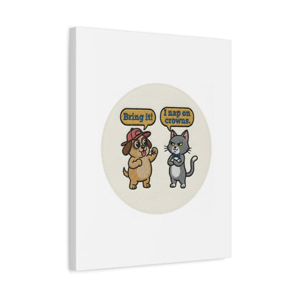 Funny Cat vs Dog Canvas | Pet Rivalry Wall Art