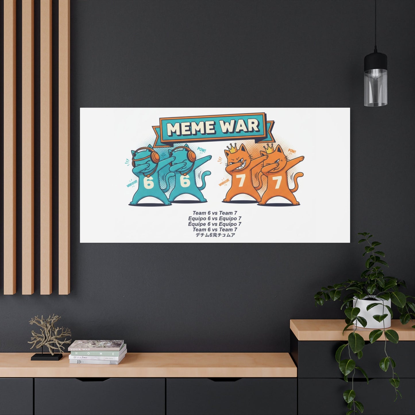 Meme War: Six vs. Seven Canvas Wall Art