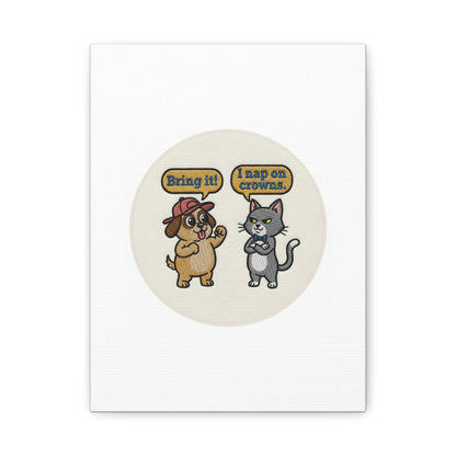 Funny Cat vs Dog Canvas | Pet Rivalry Wall Art