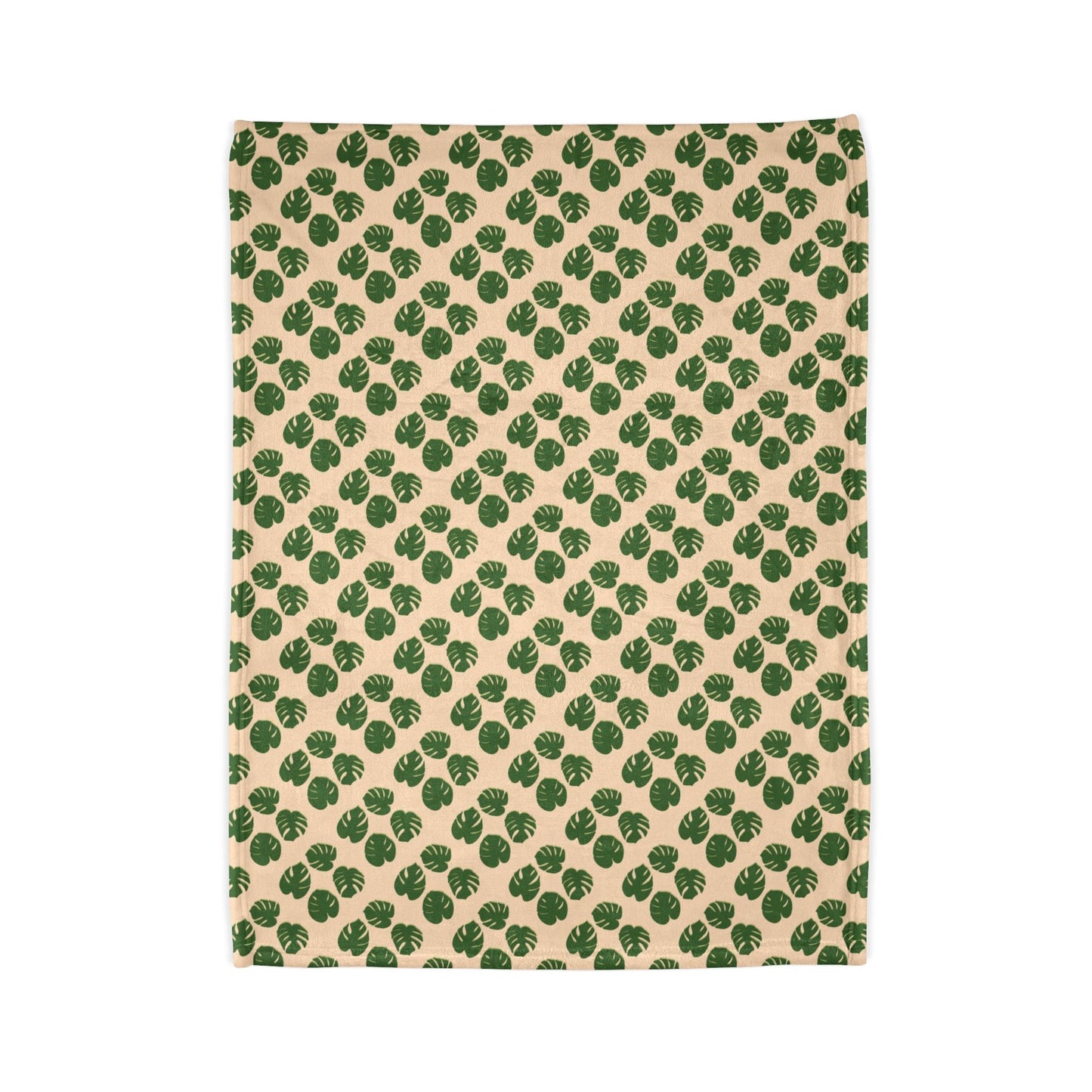 Monstera Pattern Cozy Fleece Throw Blanket