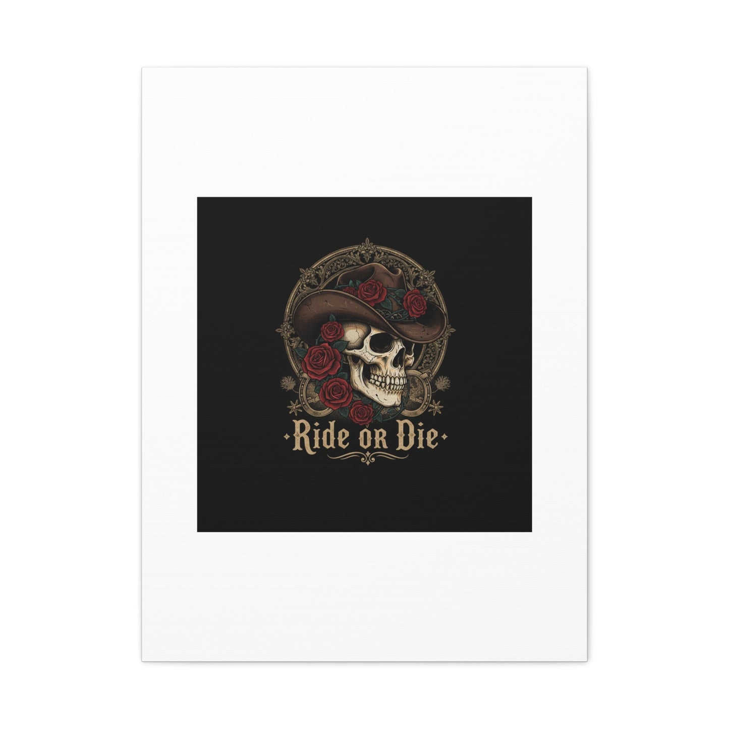 Ride or Die Skull Canvas | Western Skull Art, Gothic Americana