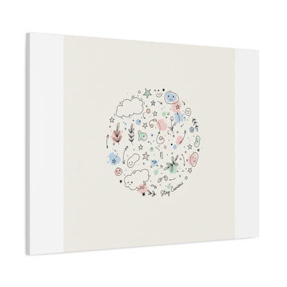 Doodle Circle Line Drawing Matte Canvas, Hand-Drawn Sketch Art