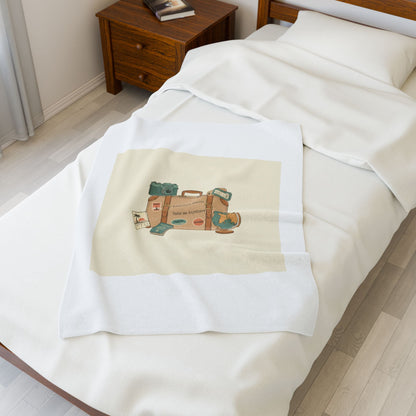 Wanderlust Postage Travel Stamp Blanket | Retro Postcard Vintage