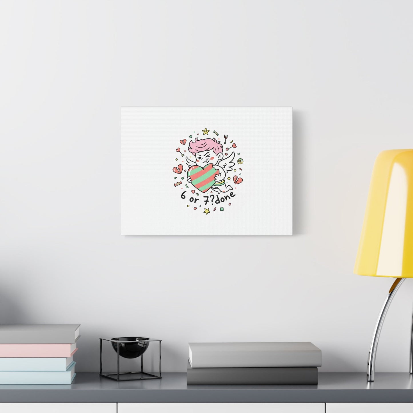 Weird Cupid heart illustration Canvas | Weird Valentine, quirky chaotic love