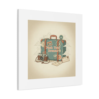 Pack Your Dreams Canvas | Retro Travel Postcard, Wanderlust Passport Stamp Art
