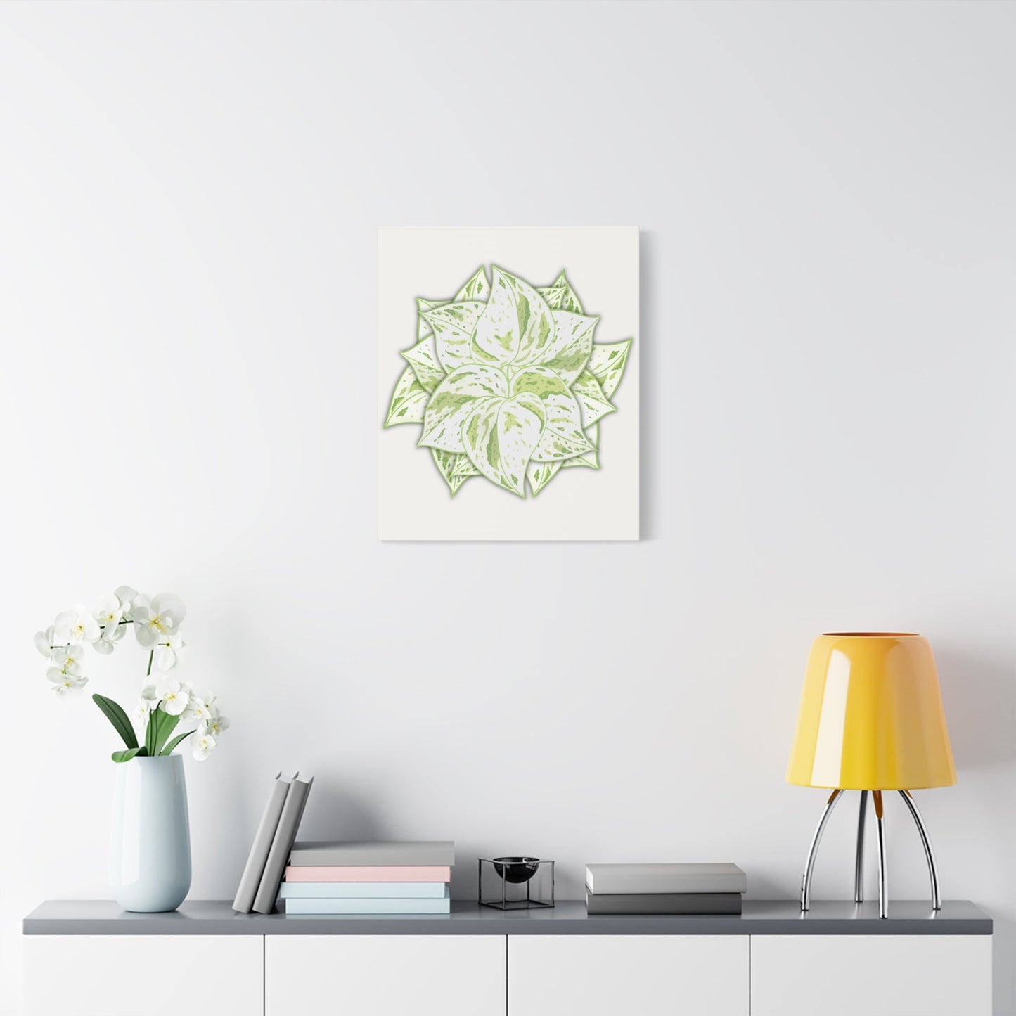 Snow Queen Pothos Canvas Print – Botanical Wall Art