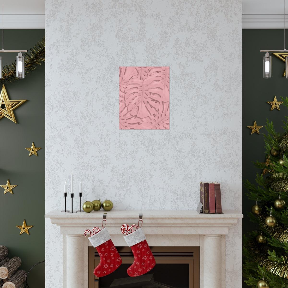 Soft Pink Monstera Botanical Print – Unframed Wall Art
