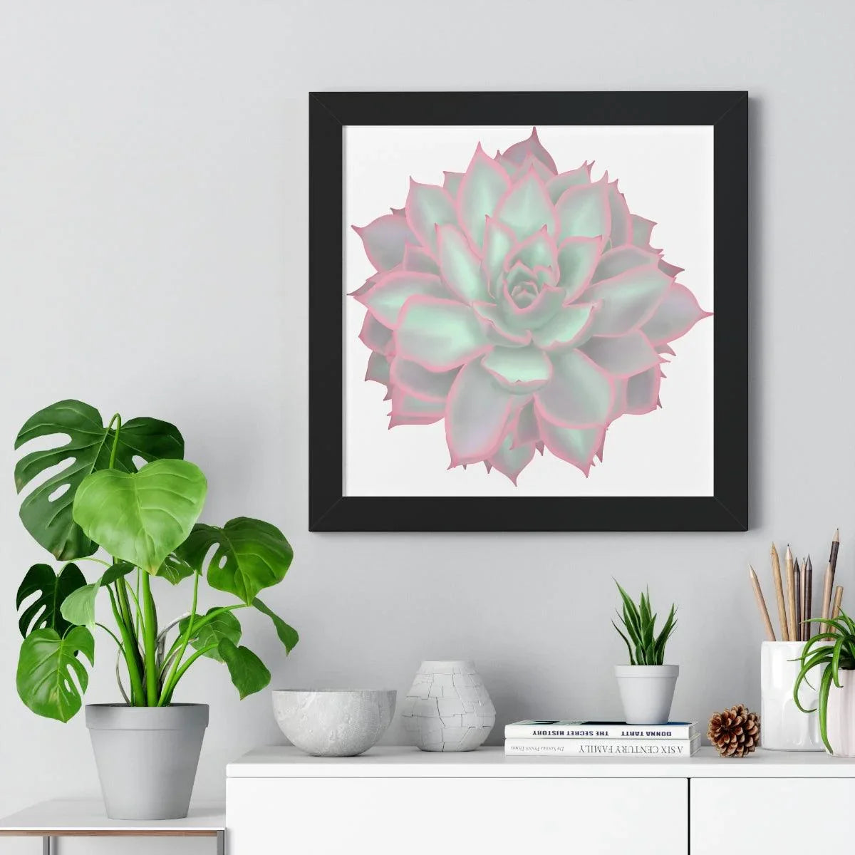 Echeveria Violet Queen Succulent Framed Print – Botanical Wall Art