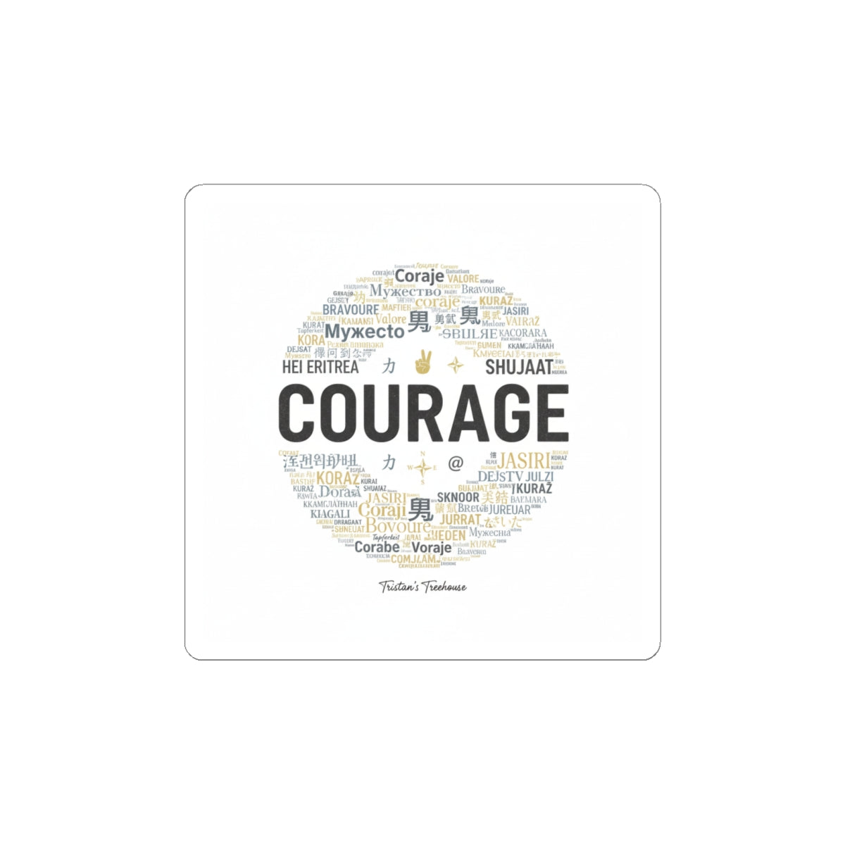 Courage word cloud Sticker | Fresh-Start Minimalism, neutral typography
