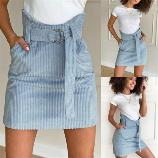 Corduroy lace-up skirt with hips